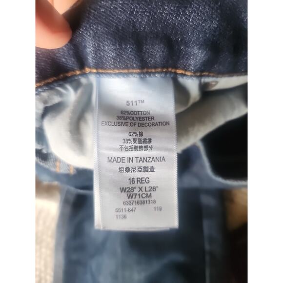 Levis 511 Size 16 Reg (28x28) Medium Wash Slim Fit Denim Jeans - Picture 5 of 7